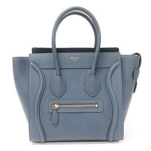 Celine Luggage Shopper Bag drummed calfskin slate gray blue Handbag